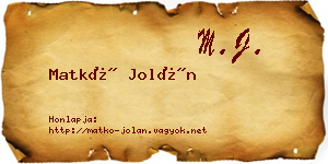 Matkó Jolán névjegykártya