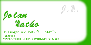 jolan matko business card